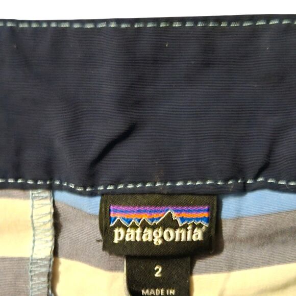 Patagonia Wave Farer Size 2 Board Shorts Swim Nylon Striped Blue Activewear - Picture 3 of 10